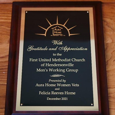 FUMC Thank You Plaque to Men's Group